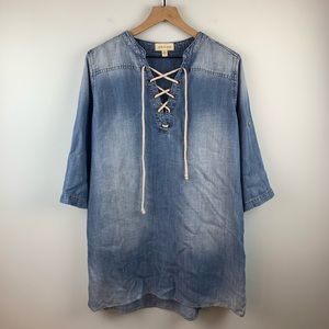 Cloth & Stone Lace Up Chambray Dress